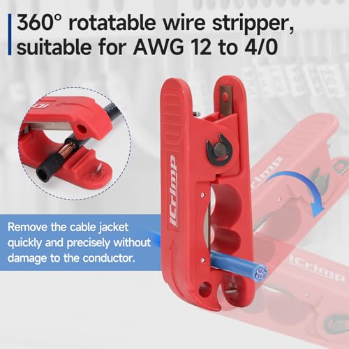 Image of iCrimp Round Cable Stripper for AWG 12 to 4 /0 (Pack of 2 Cable Strippers) | Adjustable Cable Jacket Stripper,Wire Stripping Tool