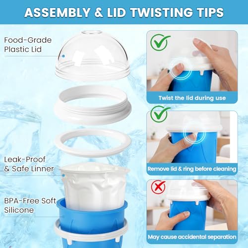 Image of FANS-ONE 500ML Slushie Cup, DIY Magic Slushy Maker Cup, Cool Stuff Things Gadgets for Juices Milk Ice Cream Make, Quick Frozen Squeeze Slushy Cups with Lids & Straw for Teens Kids Family, Pink