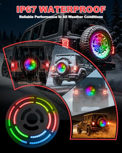 Image of RGB LED Spare Tire Brake Light w /Dual Control Compatible with 07-18 Jeep JK