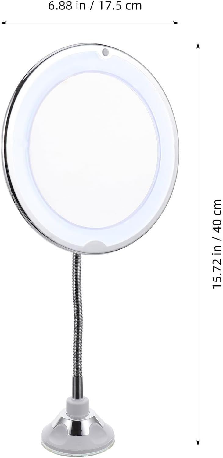 10 x powiększone lusterko do makijażu LED z obrotem o 360° i przyssawką dla łatwej instalacji – idealne do stosowania na blacie w warunkach słabego oświetlenia