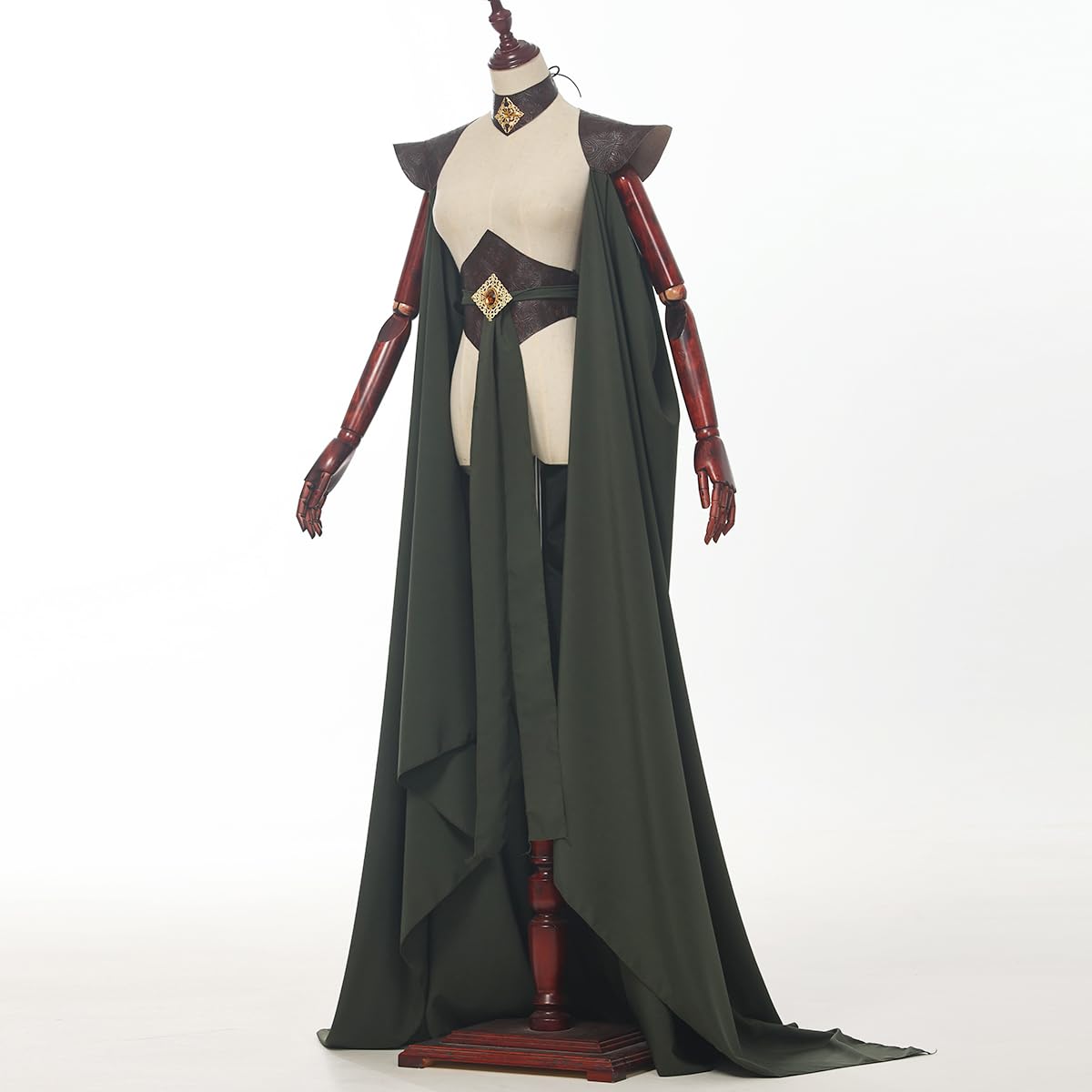 UniqKaliber Medieval Elven Cloak for Women Full Length Fairy Cape Off Shoulder Capelet Renaissance Cosplay Costume - Image 4