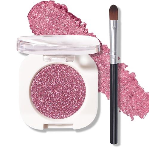 QIUFSSE Glitter Eyeshadow Bright Purple Single Eyeshadow,Ultra Fine Shimmer Eyeshadow Lightweight Sparkling Blendable Formula,Daily Multiuse Glossy Eyes Makeup (08 Glam Rock