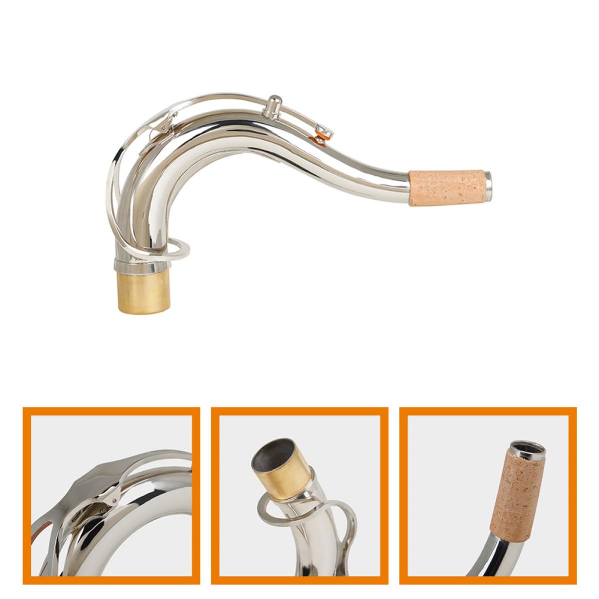 Toddmomy Collo B in Tenore Ottone Curvo per Sassofono Placcato e Argento, Design Ergonomico Facile Installazione, Diametro 27,5 Mm, Accordatura in Si Bemolle