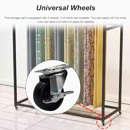 Estante para rollos de tela de acero resistente con base móvil 7