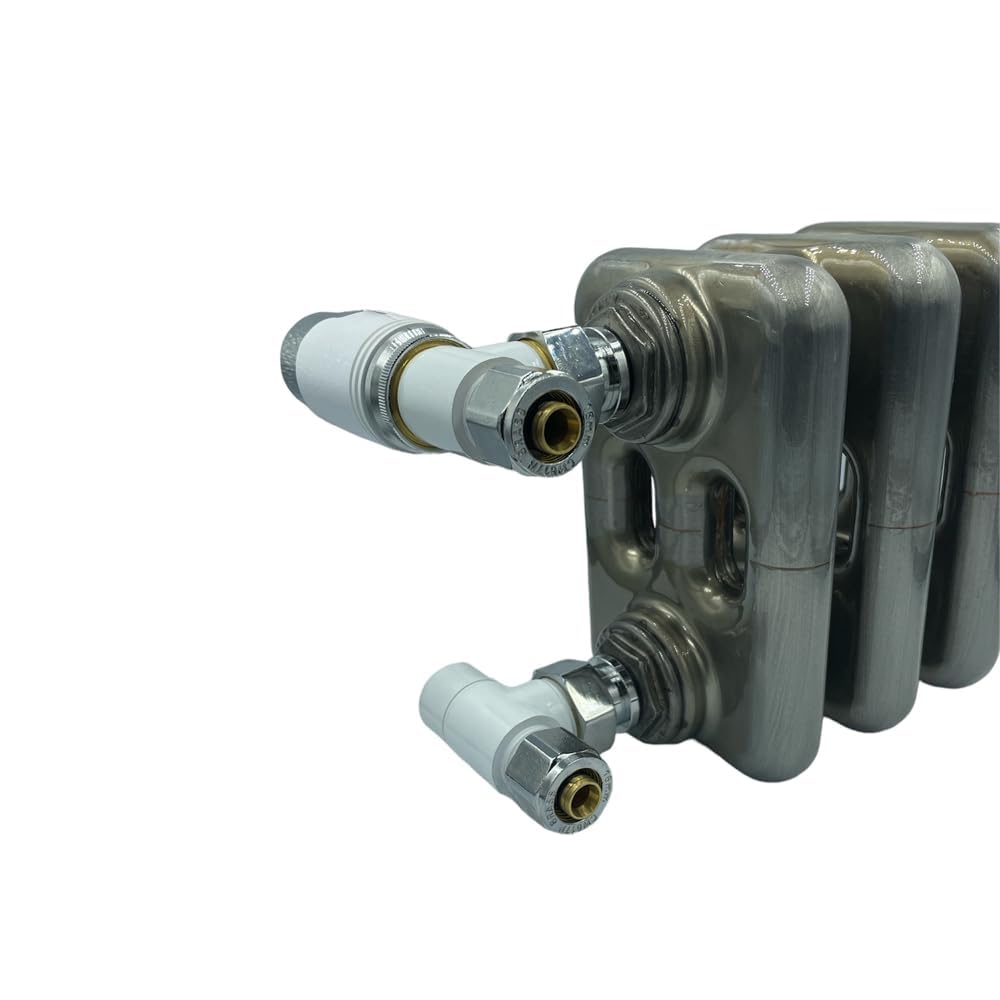 Kit Valvole Termostatiche Termosifoni Bianco/Cromo 1/2"x16 mm HM | Valvola + Detentore + Adattatori Multistrato + Testa Termostatica | Controllo Temperatura e Risparmio Energetico
