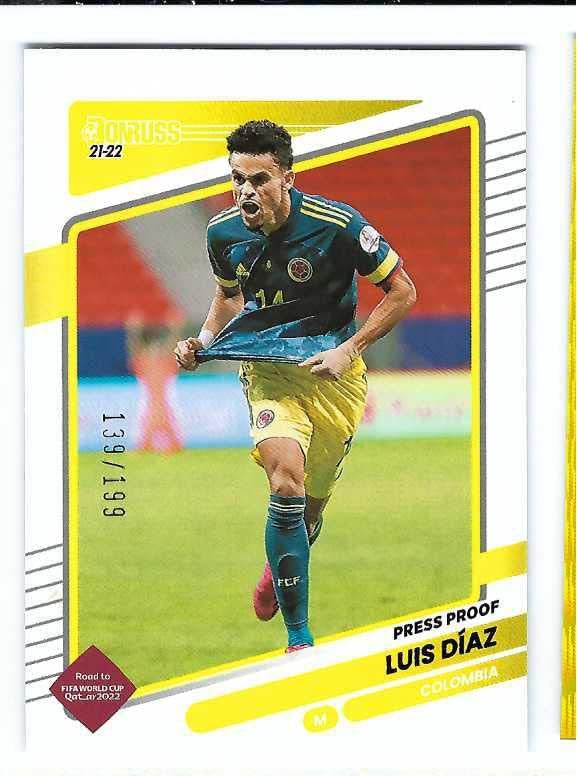 LUIS DIAZ 2021-22 Panini Donruss Road to FIFA World Cup Qatar 2022 Soccer #36 PURPLE PRESS PROOF PARALLEL Card #139 of ony 199 Made! Liverpool FC