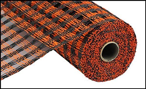 Craig Bachman 10" Poly Burlap Check Mesh: Black & Orange (10 Yards) Halloween Floral Arrangement, Bow, Crafting, Wreath Mesh Fabric Ribbon