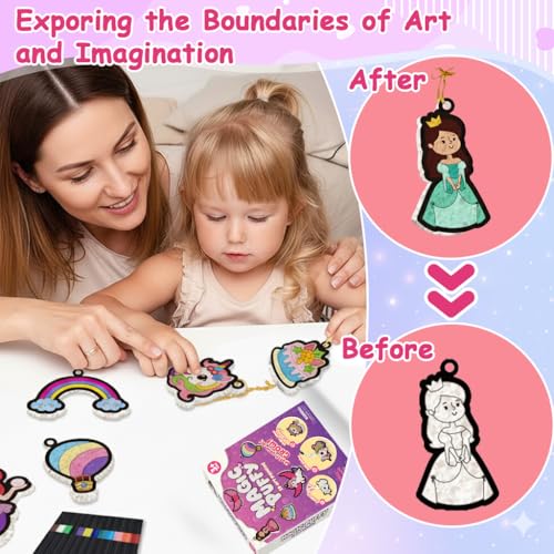 Image of PATPAT DIY 3D Magic Puffy Paint Kit for Kids, Cartoon Unicorn Princess Castle Theme Coloring Charms Set, Fun Hands-On Textured Art Craft Set for Kid Creativity, Birthday Gift for Girls Kids