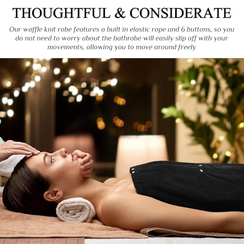 Image of Tigeen 4 Pcs Spa Wrap Towel Wrap for Women Spa Robe with Adjustable Closure Elastic Top Lightweight Wraps for Bath Shower (Black,XXL-4xl)