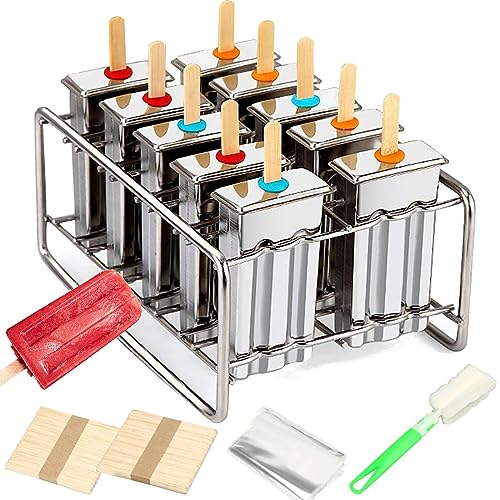 Moldes reutilizables para paletas con palos y cepillo de limpieza para golosinas congeladas caseras fáciles