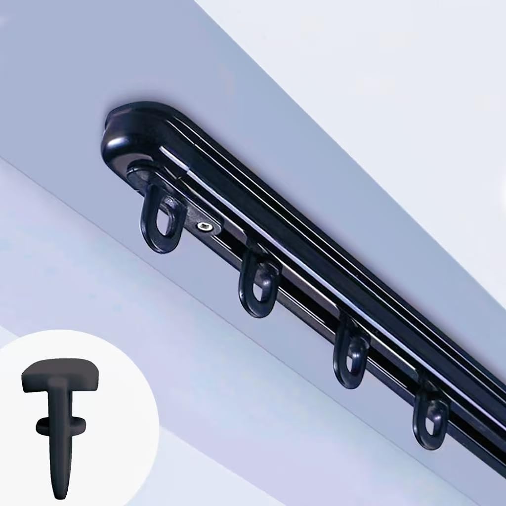 Product image of TIPIACE Ceiling Mounting Telescopic Curtain Track Measurement-Free Curtain Rail Suitable for Office, Living Room and Room Divider (Black -Suitable window size：33.4” to 59” or 2.78ft to 4.92ft)