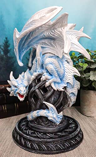 Ebros Gift Guardian Of Faux Stone Celtic Tomb White Dragon Backflow Cone Incense Or Votive Candle Holder Statue 8.5" Tall Fantasy Icelandic Dungeons And Dragons Led Tea Light Candleholder Figurine #TOP7