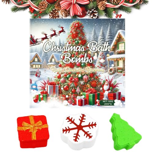 Baño de Burbujas para Navidad | Caja De Ducha Con Copos De Nieve Y Árbol - Bombas De Ducha Con Cuidado De La Piel - Para Niñas, Hija, Novia, Spa, Rellenos Para