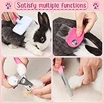 VCZONE 8 Pcs Small Animal Pink Grooming Kit, Rabbit Grooming Kit with Pet Nail Clipper and File, Flea Comb, Pet Shampoo Bath Brush , Pet Shedding Slicker Brush, Bath Massage Glove, Cleaning Comb (Pink) - Image 3