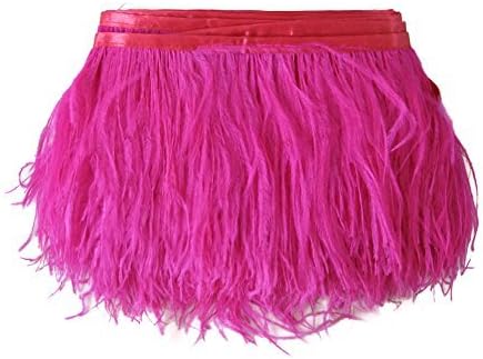 Moonlight Feather | 1 Yard - Hot Pink Ostrich Fringe Trim Wholesale Feather (Bulk) 2 Ply Wedding Halloween Prom Dress Craft Supply