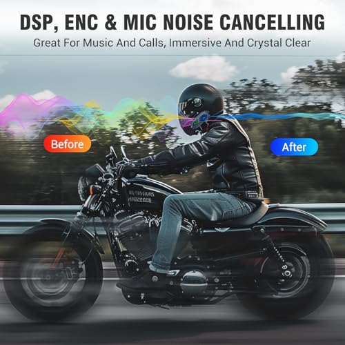 Image of EDYELL C8 Pro Motorcycle Bluetooth Headset,LED Emergency Lights,HiFi Stereo Calls,Wireless 50MM Earphone Helmet Bluetooth,IPX6 Waterproof,Compatible with All Helmets