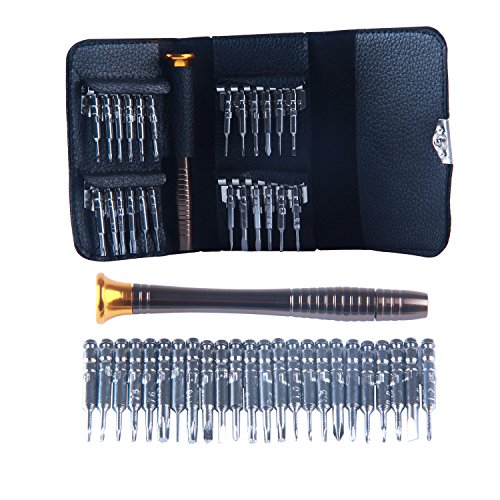 leegoal 25 in 1 Repair opening Tool Kit Pentalobe Torx Phillips Screwdriver for Cell Phone, Mobile Phone, iPhone 5, 5s, 5c, 4, 4s 4G, Samsung, HTC, Nokia, Laptop, Macbook, Macbook Pro, Tablet, iPad