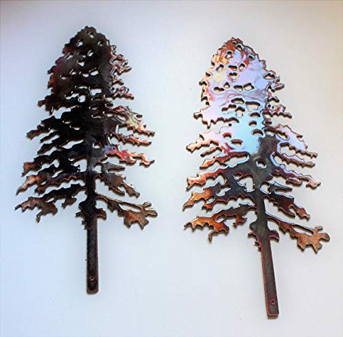 Pine Tree Pair Metal Wall Art Decor Accent Each measures 10
