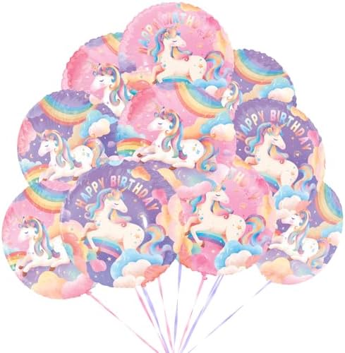 12Pcs18in Unicorn Round Balloons for Unicorn Birthday Decorations