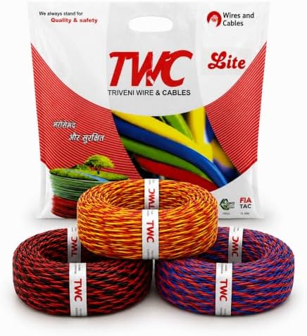 TWC Assorted-F01 14/76-90 METER Lite Core Electrical Wire | Insulated PVC Copper Wire | Cable for Domestic & Industrial Connection Purpose | Flame Resistant