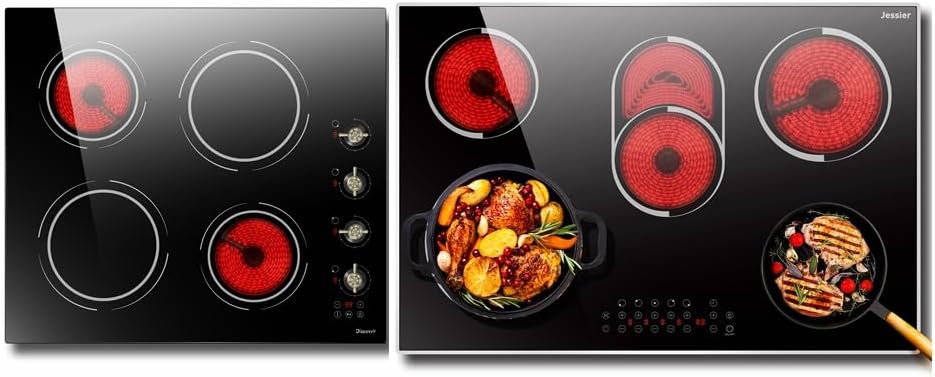 4 Burner Electric Cooktop and Jessier Electric Cooktop 30 Inch