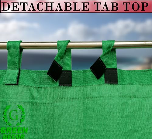 Image of HDPE Fabric 85-90% Sun Blockage & UV Protection Detachable Tab Top Balcony & Outdoor Curtains Temperature Reducing for Window&Door Curtains(Green Color 4.5X5 Feet) 1 Piece
