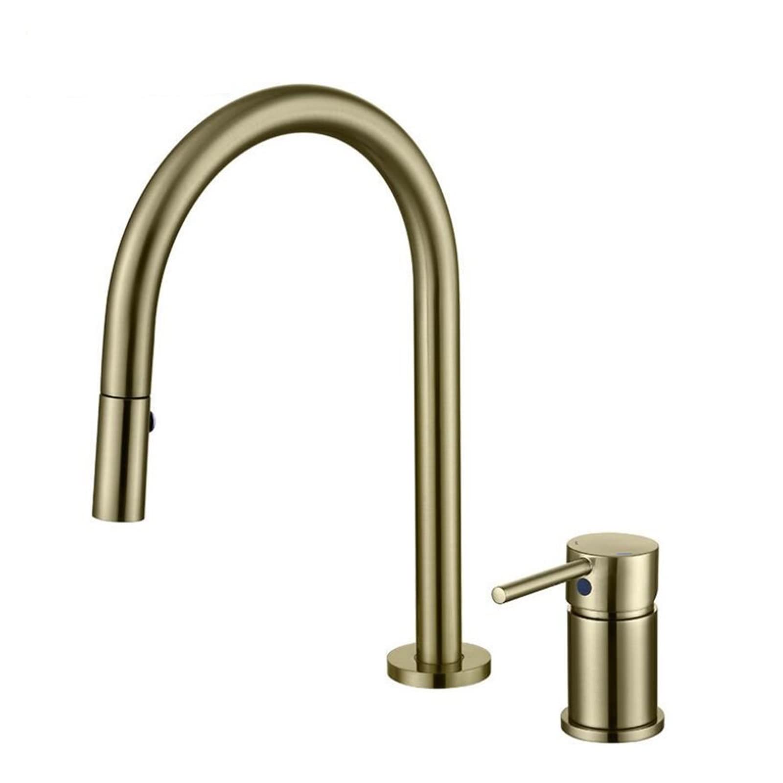 Mitigeur de lavabo répandu or brossé avec pommeau de douche extractible