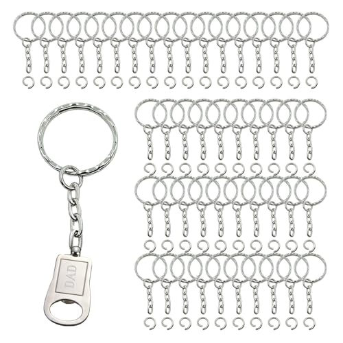 Acunny Juego de anillos de llave, anillo de llave con cadena - Anillos de llavero reutilizables | Llaveros metálicos portátiles de 100x, accesorios de borde multifuncionales para teléfono, bolsa,