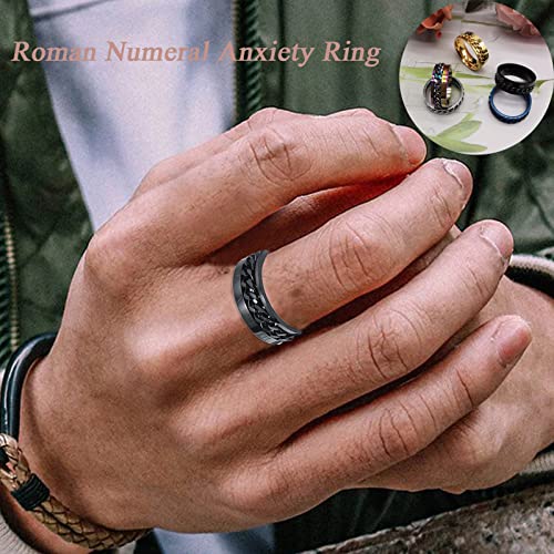 MOZAKA 10 Pcs 8mm Stainless Steel Ring Spinner Fidget Band Chain Rings for Men Women Polished Wedding Cool Ring, Size 7-113