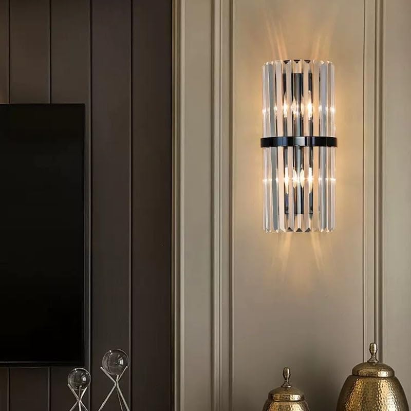 Iluminación interior de metal con apliques de pared de cristal 5