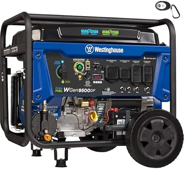 Westinghouse 12500 Watt Dual Fuel Home Backup Portable Generator, Remote Electric Start, Transfer Switch Ready, Gas and Propane Powered