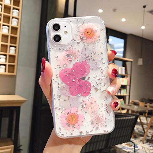 Fundas Iphone 11 Pro Max Transparente Funda para iPhone 11 Pro Max con flores auténticas para teléfono móvil, diseño de flores eternas, transparente de goma,...