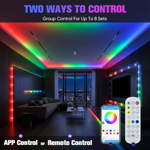 Smart RGB Outdoor Lights for Decor, 200FT Permanent LED Strip Lights Waterproof IP67, with App Remote Voice & Music Sync Control, Color Changing for Eave Christmas Holiday Party Garden - Image 4
