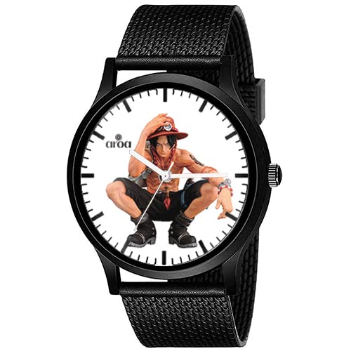 AROA Watch New Watch for The Portgas D Ace One Piece Black Metal Type Rubber Analog Watch White Dial for Men Stylish Watch for Boys (B0BZ8WZCZ3) Amazon Price History, Amazon Price Tracker
