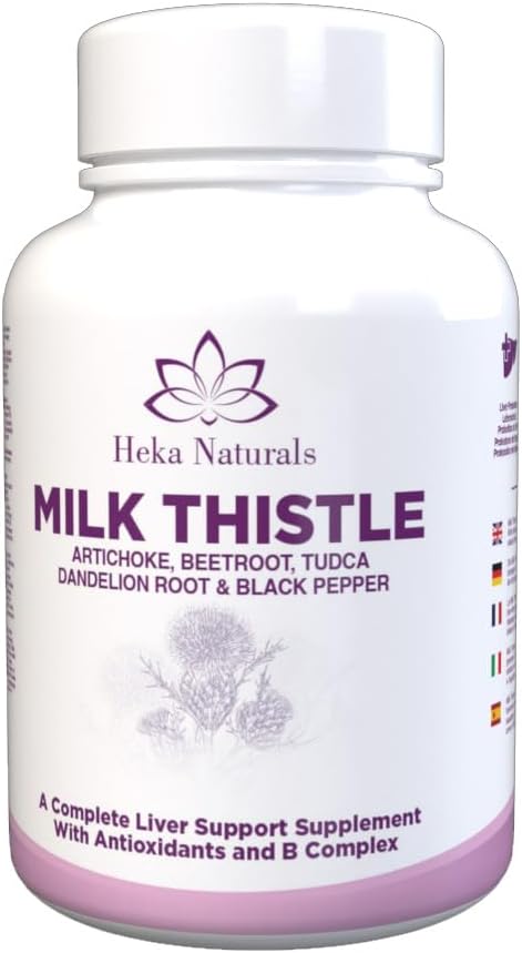 Heka Naturals Milk Thistle Complex | 90 Capsules | Milk Thistle with Artichoke, Turmeric, Dandelion Root, Aloe Vera, Ginger, Red Raspberry & Zinc | Food Supplement