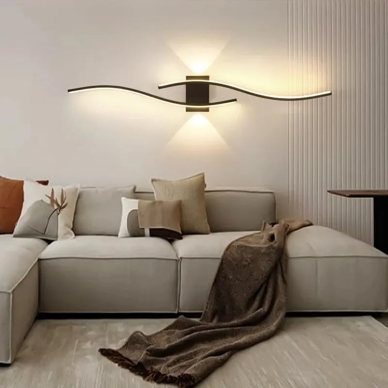 DELIPOP Applique da Parete Interno LED, 27 W Applique Lunga Moderna, Luci da Parete Nere per Soggiorno Camera da Letto Scala, Lungo 89 CM, Bianco Caldo 3000 K