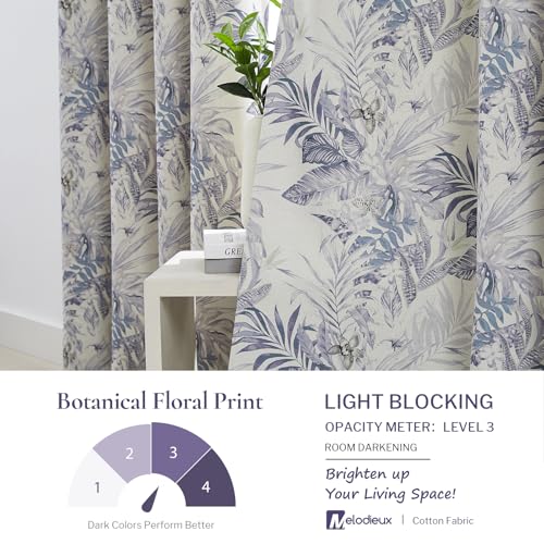Cortinas de oscurecimiento botánico Melodieux de algodón texturizado con hojas naturales 52x72 5