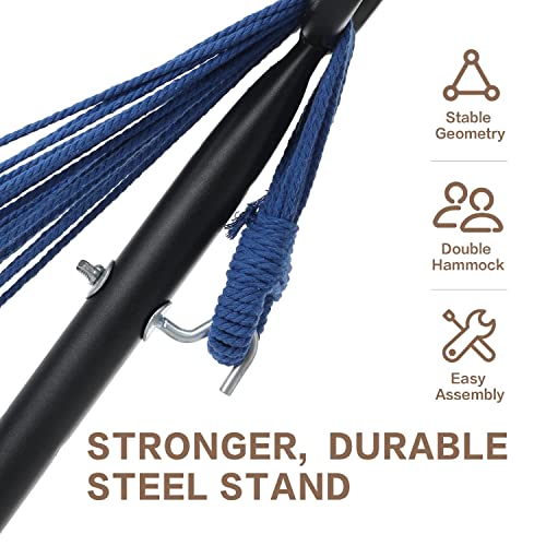 Image of PNAEUT Double Hammocks with Stand for Outside, Portable Space Saving Heavy-Duty Steel Stand for Indoor Outdoor Patio with Carrying Bag, 450 lbs Capacity (Sky)