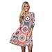 Produktbild Kleider Damen Sommer Elegant Knielang Festlich Hochzeit Rockabilly Vintage Boho Maxi Abend Party Strand Blumenkleid (Rosa, XL)