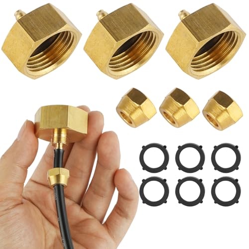 3 Set Garden Hose Adapter Standard 3/4 Female Thread to 1/4 Irrigation Tubing-Brass Faucet to Hose Adapter Drip Irrigation Hose Connectors Mister Hose Attachment