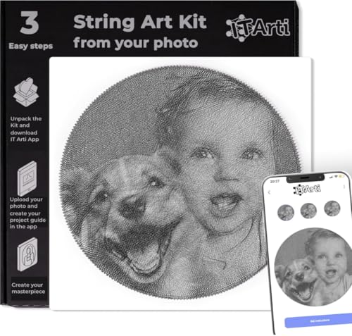 IT Arti DIY String Art Kit from Your Photo Personalized Gift String Art Kit for Adults and Teens Custom Picture Decor Craft with App Templates Beginner-Friendly Handmade Wall Decor