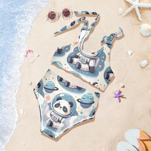 Girls' Bikini Set, Sleeping Panda in Space Kids Swimsuit 2 Pcs Beach Bathing Suit4