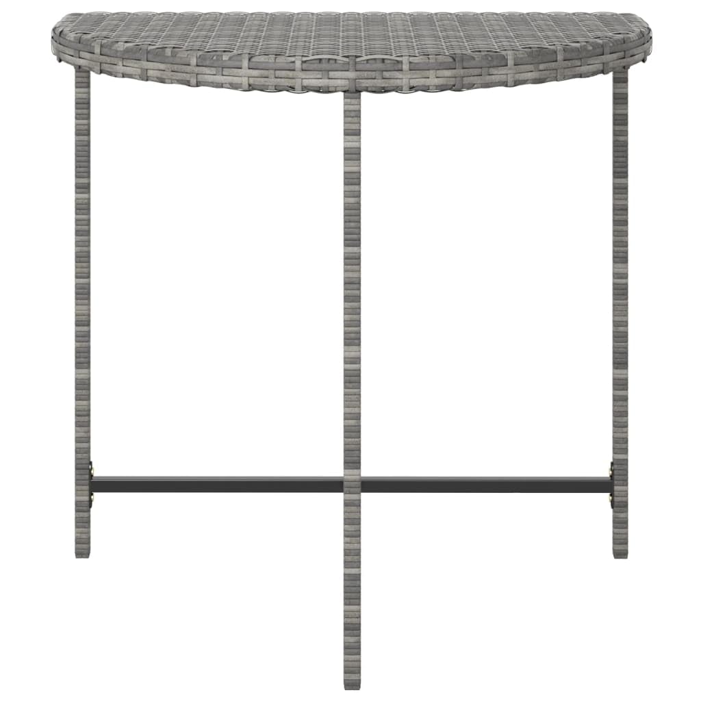 Stół ogrodowy, szary, polirattan, 80 x 50 x 75 cm, stabilny, wytrzymały, malowany proszkowo stal, na balkon, taras, do ogrodu zimowego, idealny do grillowania, jedzenia i pikniku
