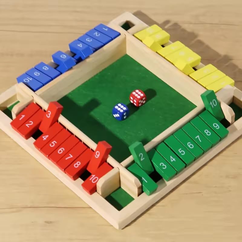 Image of Wooden Shut The Box Game with Dice | Classic Board Game for Kids & Adults | Family Fun, Educational & Strategy Game | Portable & Durable Design