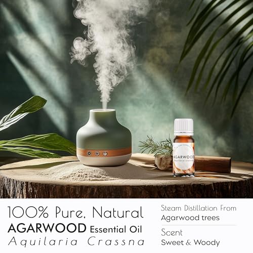 Image of Agarwood Essential Oil for Diffusers, Skin & Massage | 100% Natural Oud Oil | Warm & Ambery Scent - Perfect for Candle Making & DIY, 10ML
