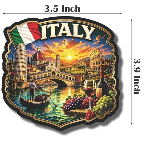 Image of CVANU Italy Country Landmark Theme 2pcs MDF Fridge Magnet - Wooden Travel Souvenir Refrigerator Decorative Collectible Magnet