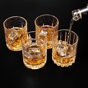 KANARS Old Fashioned Whiskey Glasses - Multi Designs Bourbon Glass 10 oz with Luxury Box - Ultra Clear Crystal Rocks Barware for Scotch, Irish Whisky, Rum and Cocktail - Set of 4 KANARS Old Fashioned Whiskey Glasses Multi Designs Bourbon Glass 10 oz with Luxury Box Ultra Clear Crystal Rocks Barware for Scotch Irish Whisky Rum and Cocktail Set of 4