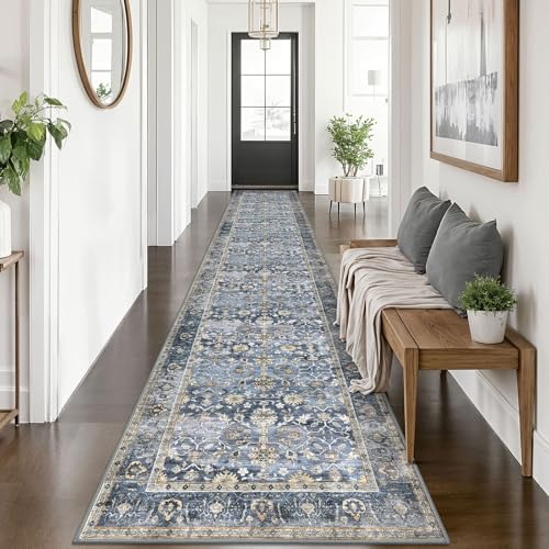 KUTA Vintage Washable Runner Rug 2.6x14, Non-Slip Hallway Kitchen Runners