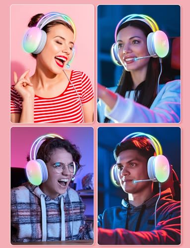 ONITOON Gaming Headset with Microphone, RGB Rainbow Lighting, PC Wired Lightweight Gaming Headphones for PS4/PS5/Laptop/MAC, 3.5mm Audio Over Ear Headphone, Stereo Surround Sound, Self-Adjusting Headband - Image 8