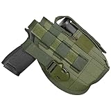 Tactical Molle Belt Gun Holster, Universal Adjustable Pistol Holsters with Mag Pouch Fits S&W M&P Shield M1911 Glock 17 26 42 (Army Green - Right Hand)